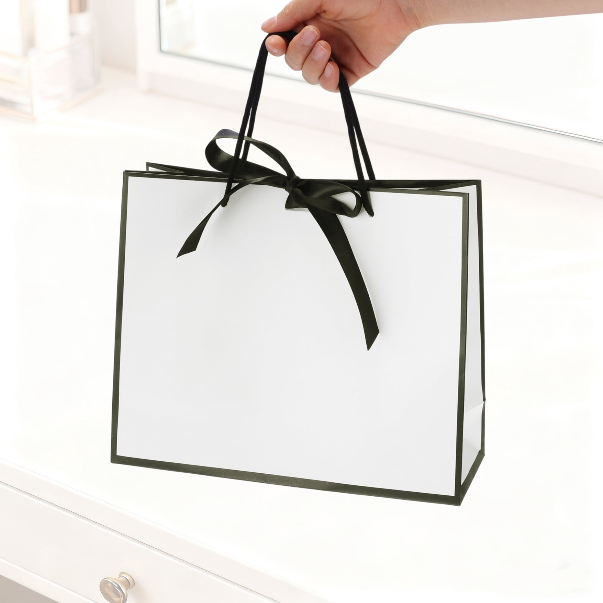 Unique Bargains Solid Color Design Gift Bags 4 Pcs for Various Occasions Black White