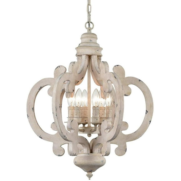 Manarola Distressed Wood Pendant Chandelier 6-Light Dining Fixture