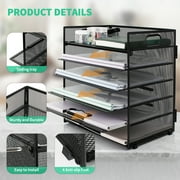 PHANCIR 6-Tier Desk Organizer Paper Storage Box ,Stationery Tray with Handle Mesh Stationery Tray Desktop File Classifier, Suitable for Office, Home