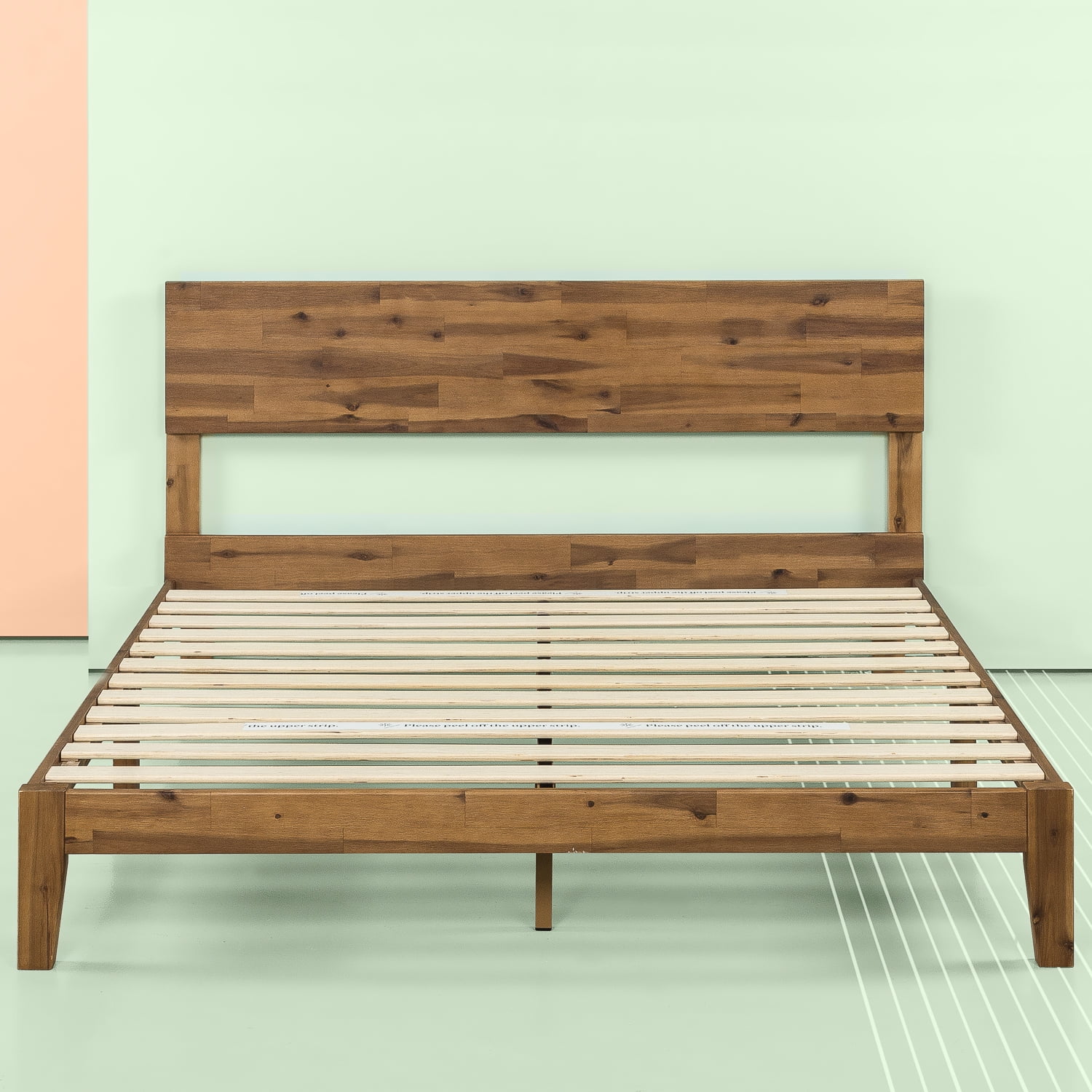 zwaar september Vooruitzien Zinus Julia 10" Wood Platform Bed Frame with Headboard, Queen - Walmart.com