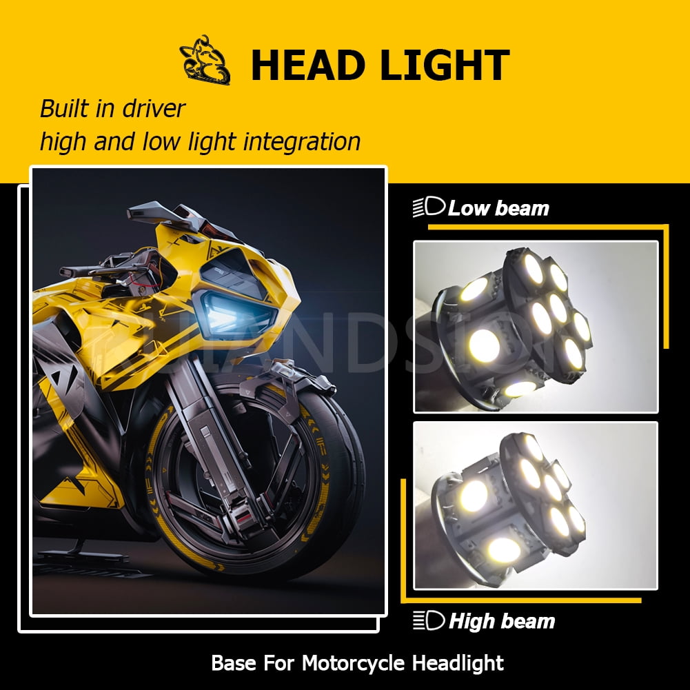 Ruiandsion H6M/P15D LED Motorcycle Headlight Bulbs Hi&Low Beam 6V 6000K White