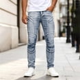 thumbnail image 2 of ZVNAΖH Men's Motorcycle Biker Jeans, Anti-Tear Slim Denim Pants with Stitched Knee Details for Riding & Casual Wear, XS-2XL, 2 of 9