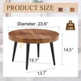 thumbnail image 6 of Roninkier Natural Wood Grain Texture Round Coffee Table - Diameter 23.6 Inches, Black Sprayed Metal Leg, 6 of 7