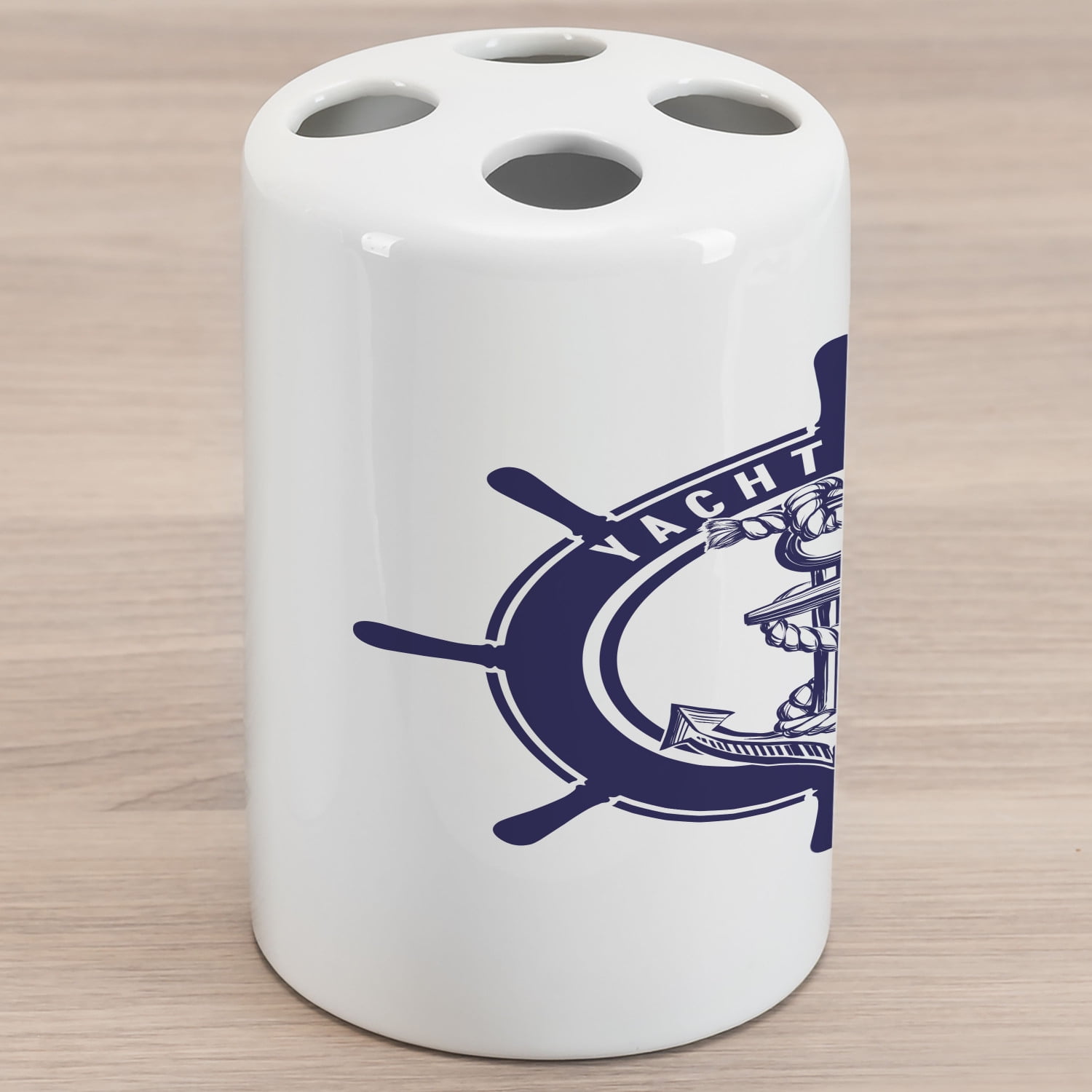 Vintage Nautical Tattoo Ceramic Toothbrush Holder, Yacht Club Anchor