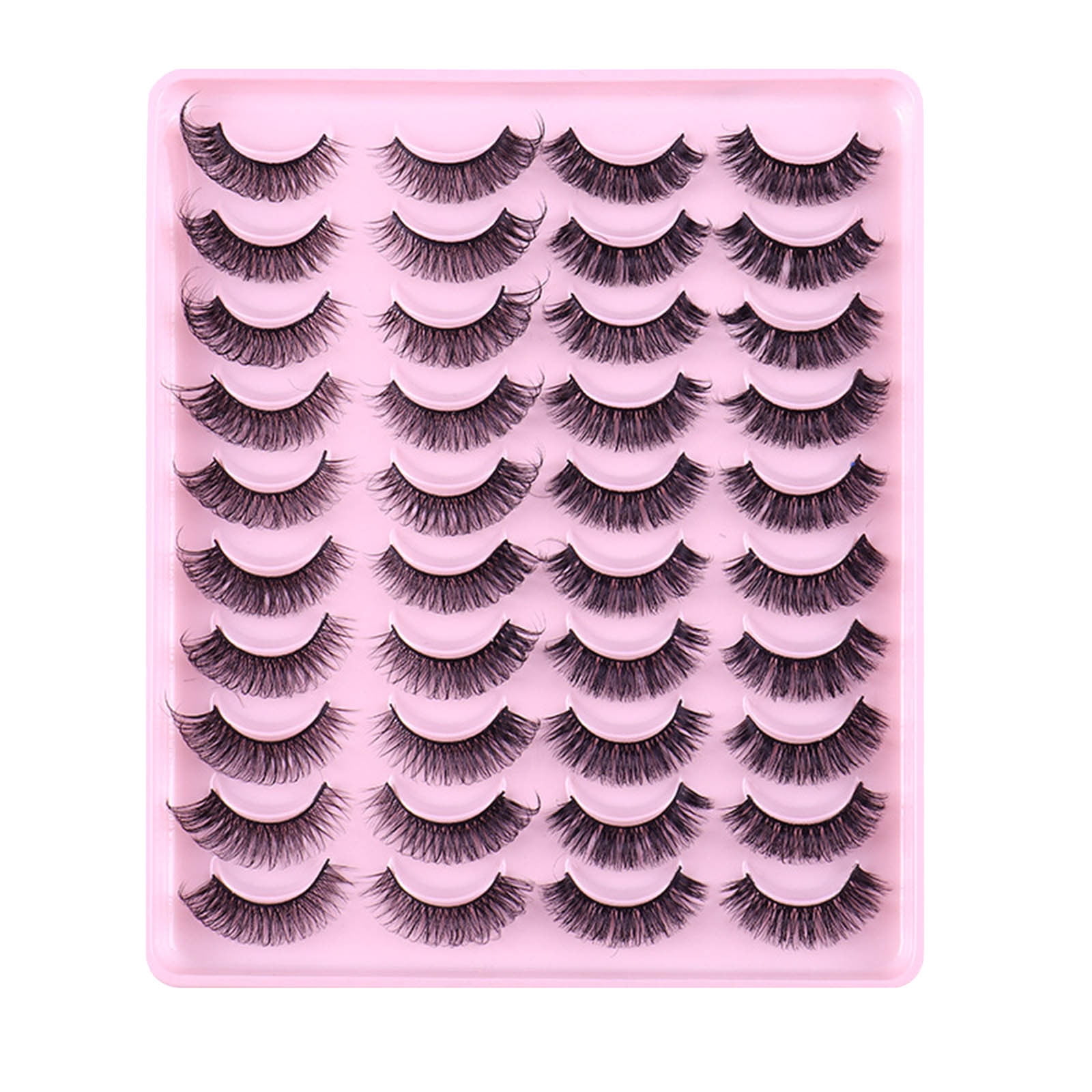 Natural Synthetic Volume False Eyelashes - Pack of 20 Pairs, Thick Full Volume, Natural Curling, High-Quality Synthetic Fibers, Dramatic Look, Beauty Makeup Tool, Women, Reusable 20 pairs*80