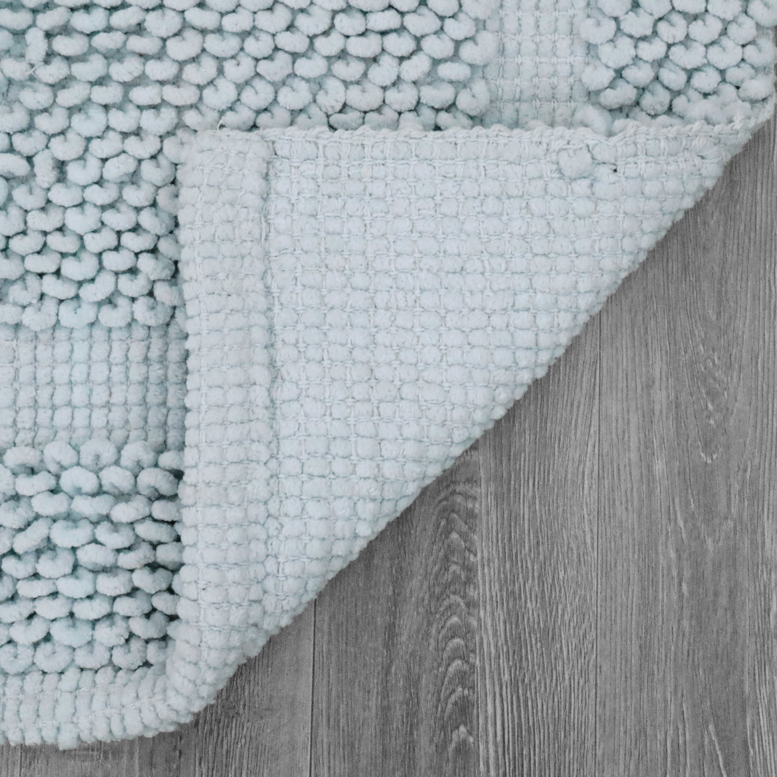 Jean Pierre New York Sophie Border 100% Cotton Bath Mat - Non-Slip Bath Rug - Pale Blue - 17" x 24"