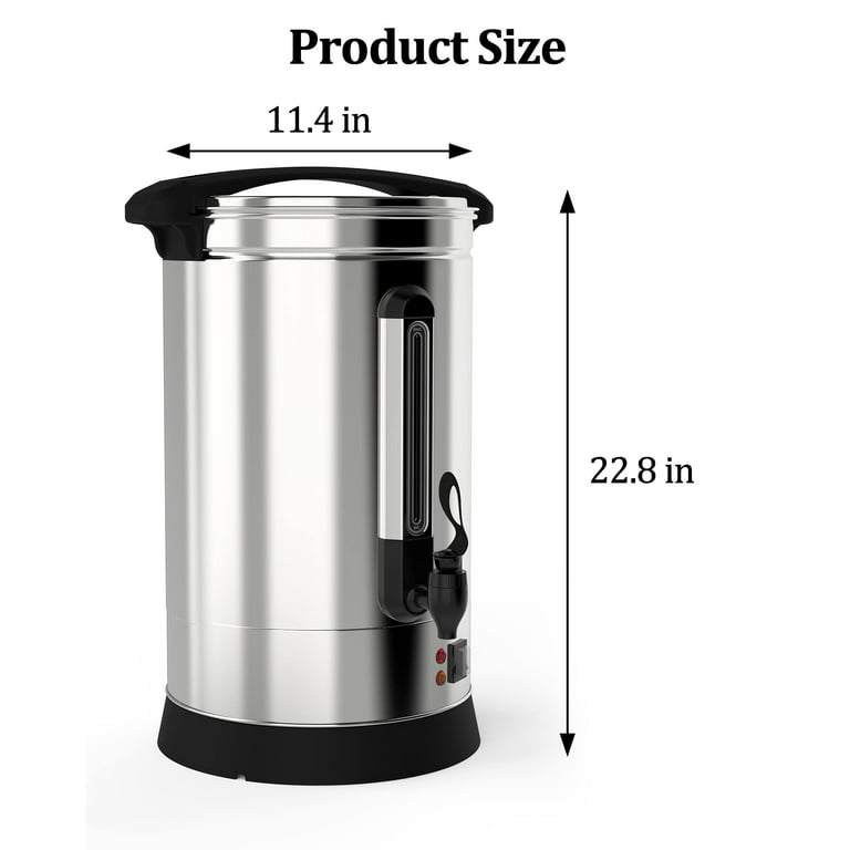 CAZACHEF 100 Cup Commercial Large Coffee Urn Coffee Maker Hot Water  dispenser Auto Temperature Control 1500W Quick Brew Double Wall Stainless  Steel