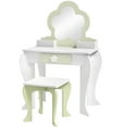 thumbnail image 1 of Qaba Kids Makeup Vanity Set with Stool, Mirror, Drawer, Storage Boxes, White, 1 of 7