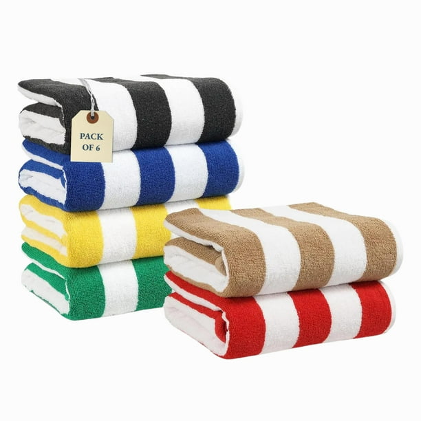 Toallas de Playa LANE LINEN 100% Algodón Sobredimensionadas con Bolsa, Paquete de 6
