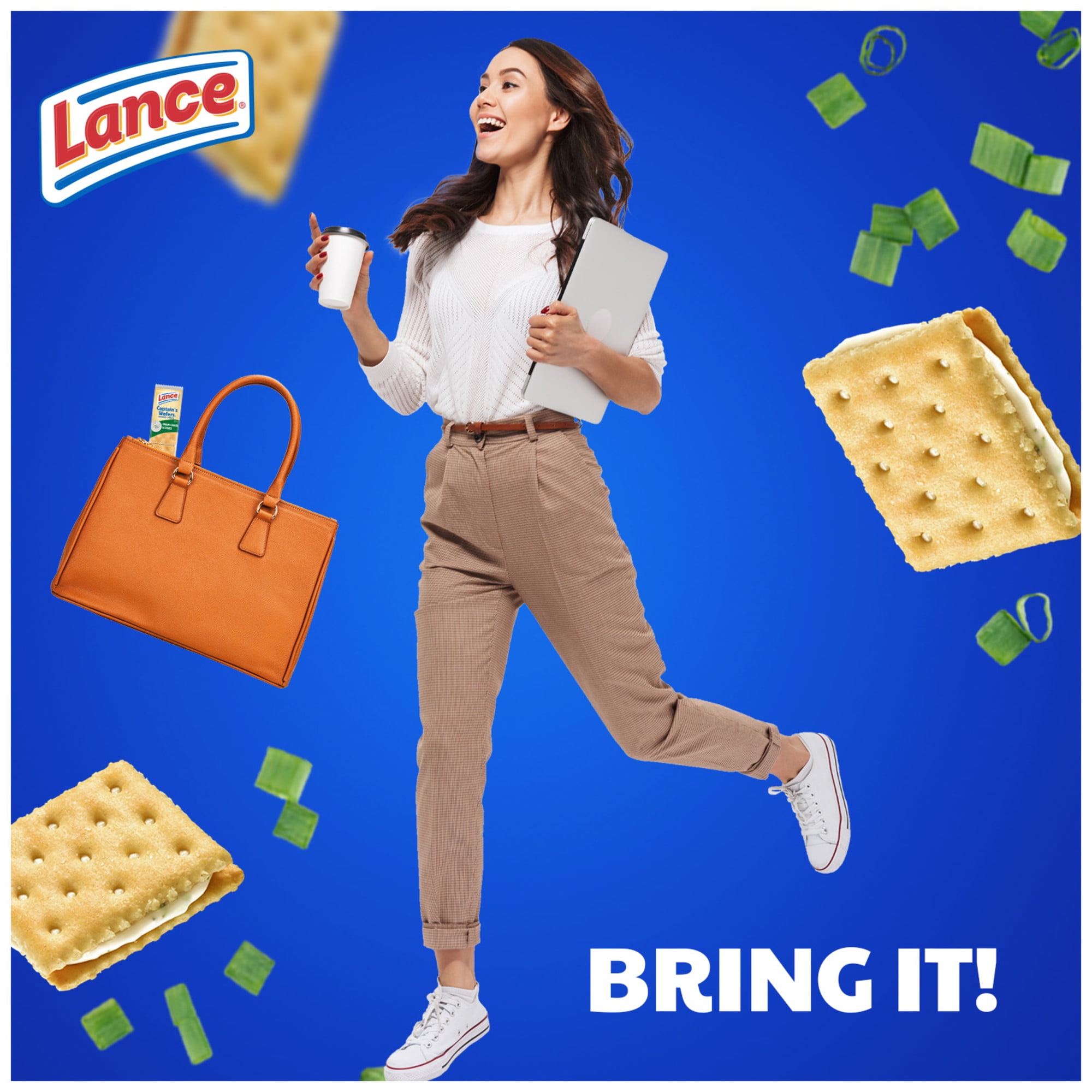 Lance Sandwich Crackers, Captain's Wafers Cream Cheese and Chives, Individual Snack Pack, 6 Sandwiches