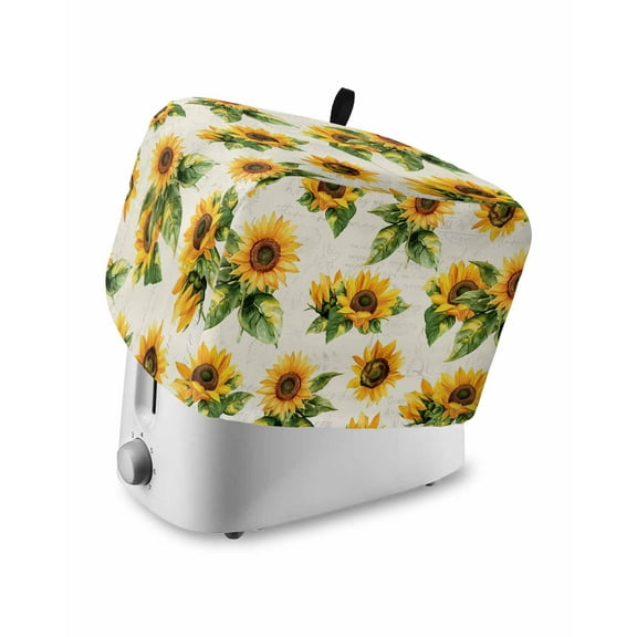 Fsddascl Sunflower Vintage Toaster Cover 4 Slice, Large Kitchen Appliance Covers, Spring Summer Flowers Botanical Toaster Oven Cover with Loop, Bread Machine Cover Polyester Dust Cover Protection