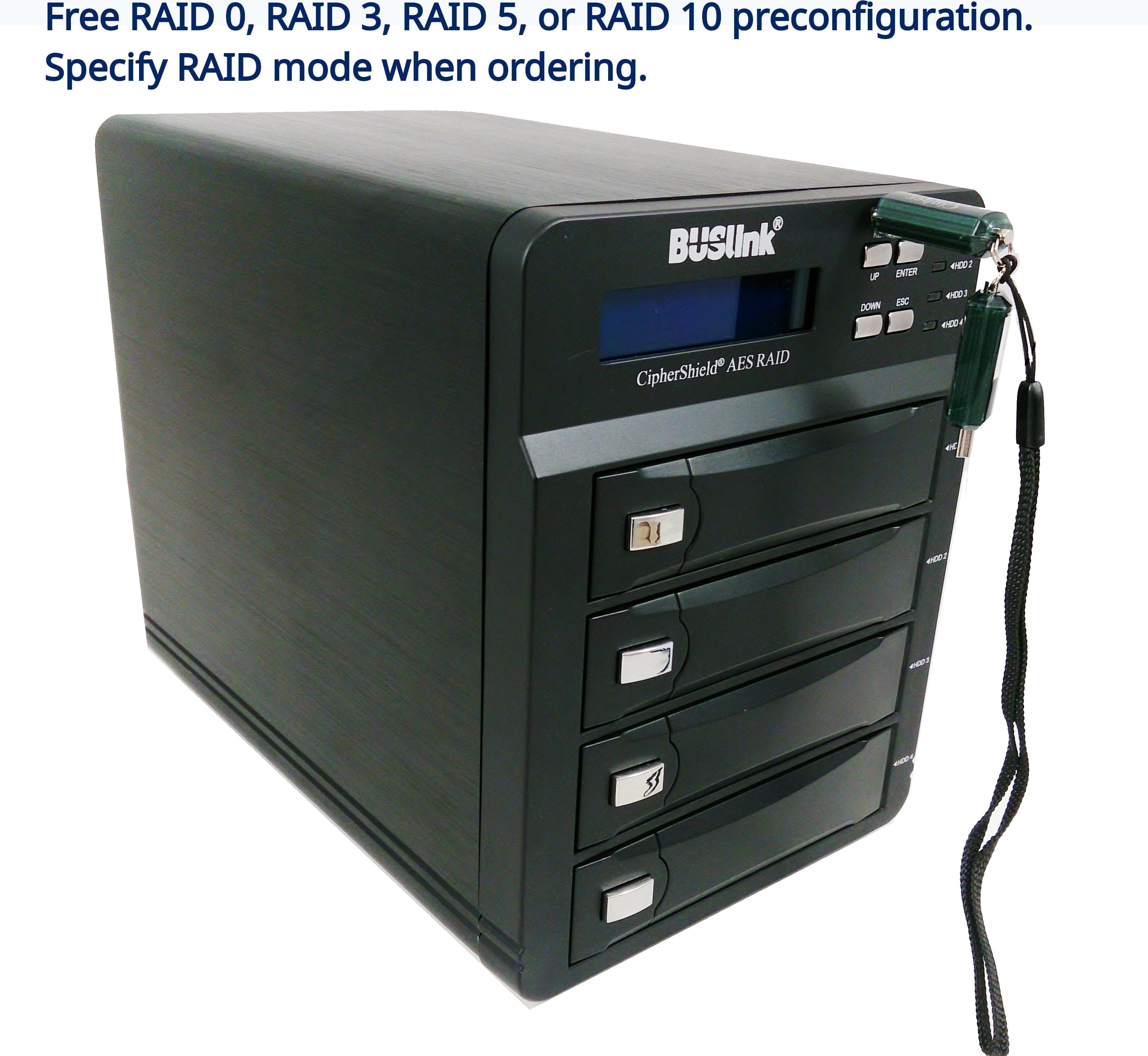 CSE-96TB4-SU3 96TB 4-Bay RAID USB 3.2 Gen 1 (3.0)/eSATA 256-bit FIPS 140-2 HIPAA Encrypted External Secure Hard Drive