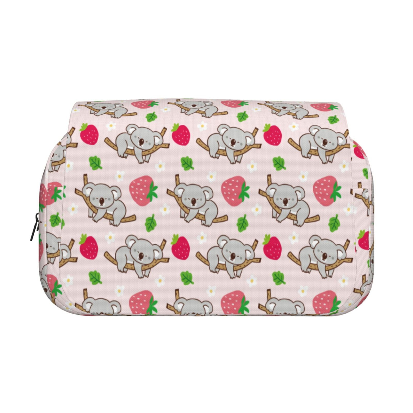 Rateoe Cartoon Koala Bear Pattern Double Clamshell Pen Case, Storage Organizer with Two Zipper Compartments– Holds Up to 50 Pencils & Pens