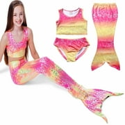 Kids Girls Mermaid Tail Swimmable Bikini Set Swimwear Swimsuit Swimming Costumes 4-8T