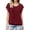 Wine, variant on Women's Pleated Short Sleeve Shirts Summer Flowy Round Neck Banded Bottom Blouses Loose Fit Boho Beach Travel Tops Wine