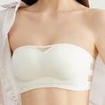 thumbnail image 4 of Iugvhana Women's Mesh Strapless Bra Seamless Breathable Push Up Bra Lift Support Non Slip Bandeau Tube Top Soft Wireless Everyday Bra White XL, 4 of 9