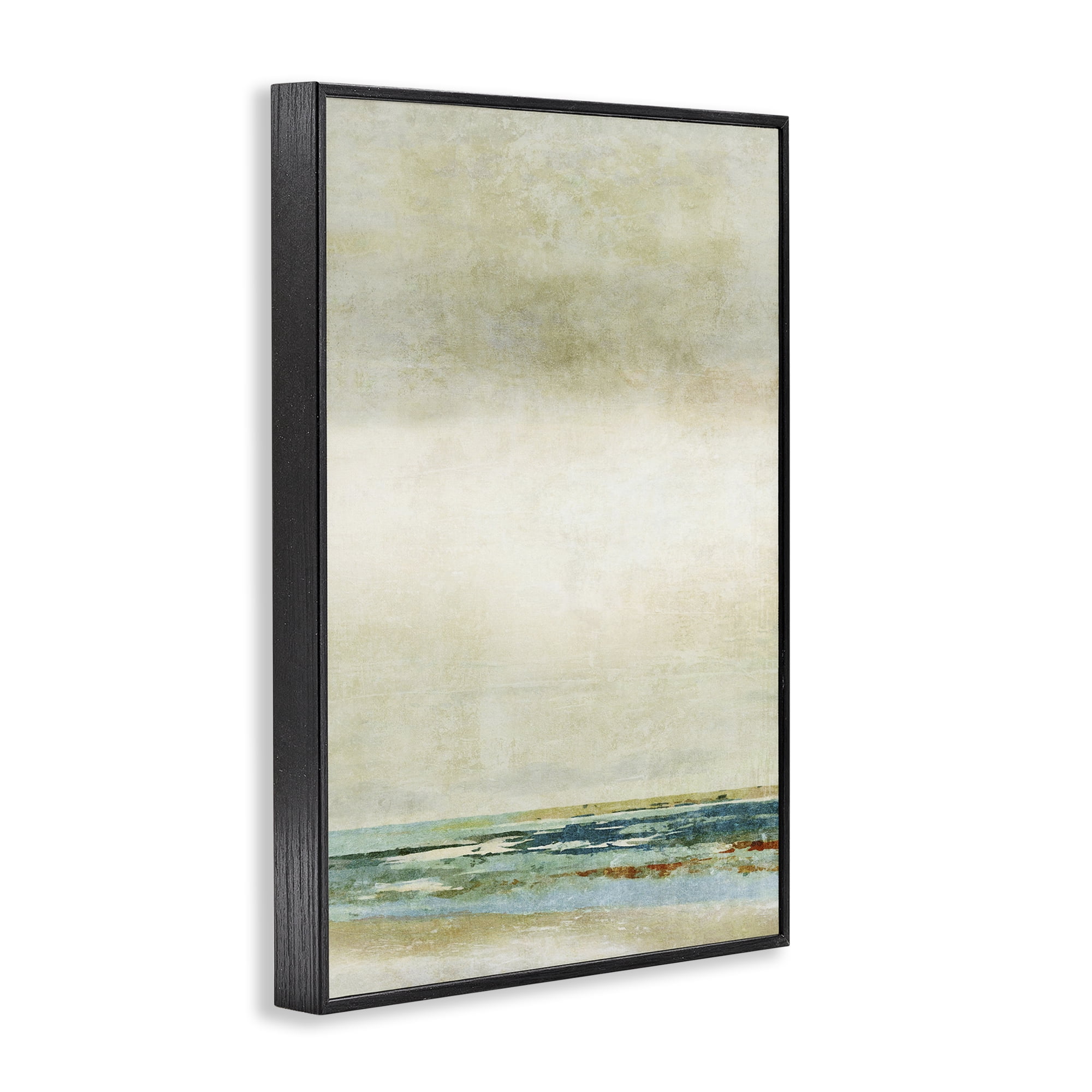 Stupell Industries Neutral Beige Beach Abstraction Abstract Painting Black Framed Art Print Wall Art, 20 x 30