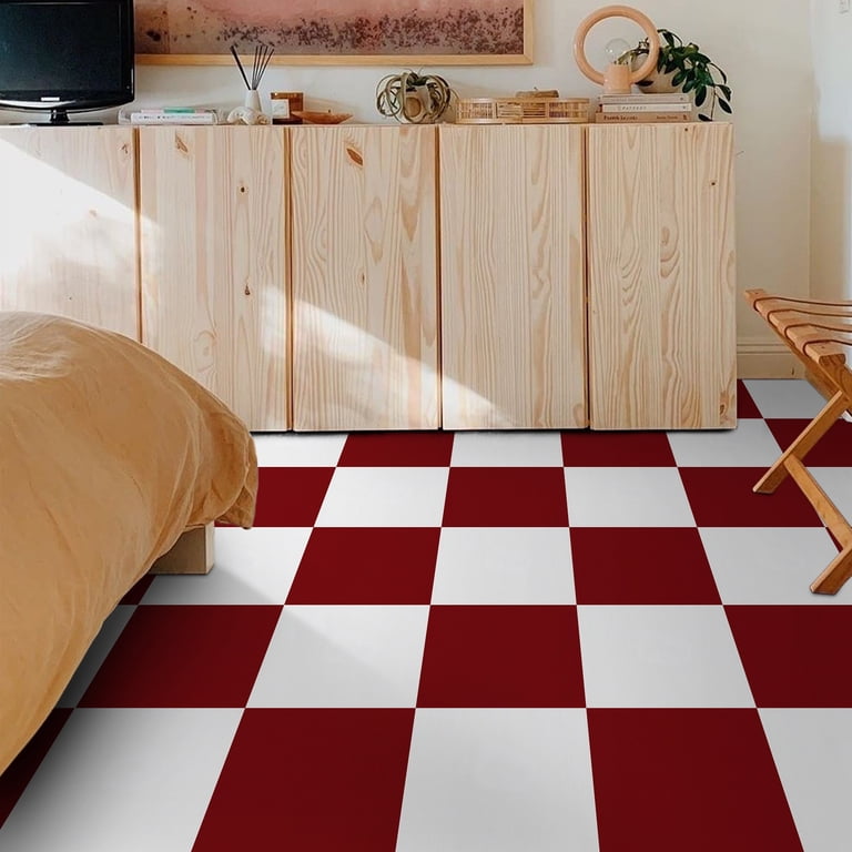 Lxcreat, Peel and Stick Floor Tile, 12x12 inch, Red - Walmart.com