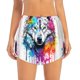 thumbnail image 2 of Balery Cool Colorful Wolf Pantalones cortos deportivos para mujer con forro y dos bolsillos, elásticos, para entrenamiento, gimnasio, yoga-XX-Large, 2 of 7