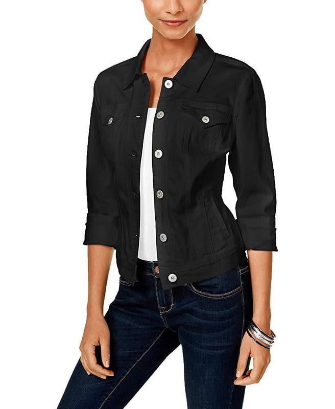 petite black denim jacket