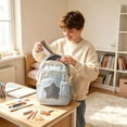 thumbnail image 6 of Celestial Star Commuter Daypack, Textured Cotton-Blend Large Rucksack for Women, Y2K Retro Star Embroidery Backpack with Detachable Star Pouch, Water-Resistant University Bag, 6 of 8