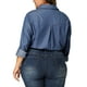 thumbnail image 3 of Camisa de mezclilla de mujer de tallas grandes Agnes Orinda con botones y mangas largas y bolsillo 1X Azul, 3 of 8