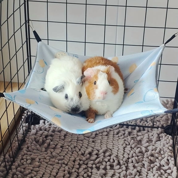 1PCS Blue Small Animal Hammock Bed, 11 Inch (28cm) Double-Sided Breathable Cage Hanging Sling for Guinea Pig, Ferret, Squirrel