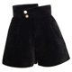 thumbnail image 3 of Pantalones cortos gruesos de pierna ancha para mujer, pantalones cortos con botones de cintura alta, informales, holgados, de Color puro, para fiesta, Otoño e Invierno, 3 of 8