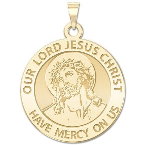 Our Lord Jesus Christ Religious Medal - 1 Inch Size of a Quarter -Solid 14K Yellow Gold