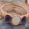 thumbnail image 5 of LBG British Made 14k Rose Gold Real Natural Opal & Amethyst Womens Statement Ring - 33 size options - Size 8, 5 of 7