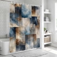 thumbnail image 6 of Blue Brown Abstract Bathroom Shower Curtains with 12 Hooks Polyester Waterproof Shower Curtain for Stalls and Bathtubs Modern Color Block Geometric Art Decorative Bathroom Curtain 72x78 Inches, 6 of 9