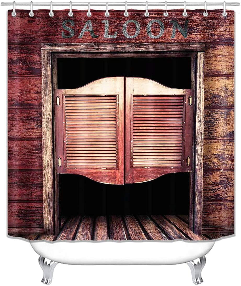 Sonernt Western Shower Curtain 60x72inch, Rustic Antique Bar Vintage