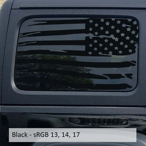 Collectible Decals Tattered American Flag 4 Dr. Hardtop Window Vinyl Decal for 07 - Current Wranglers