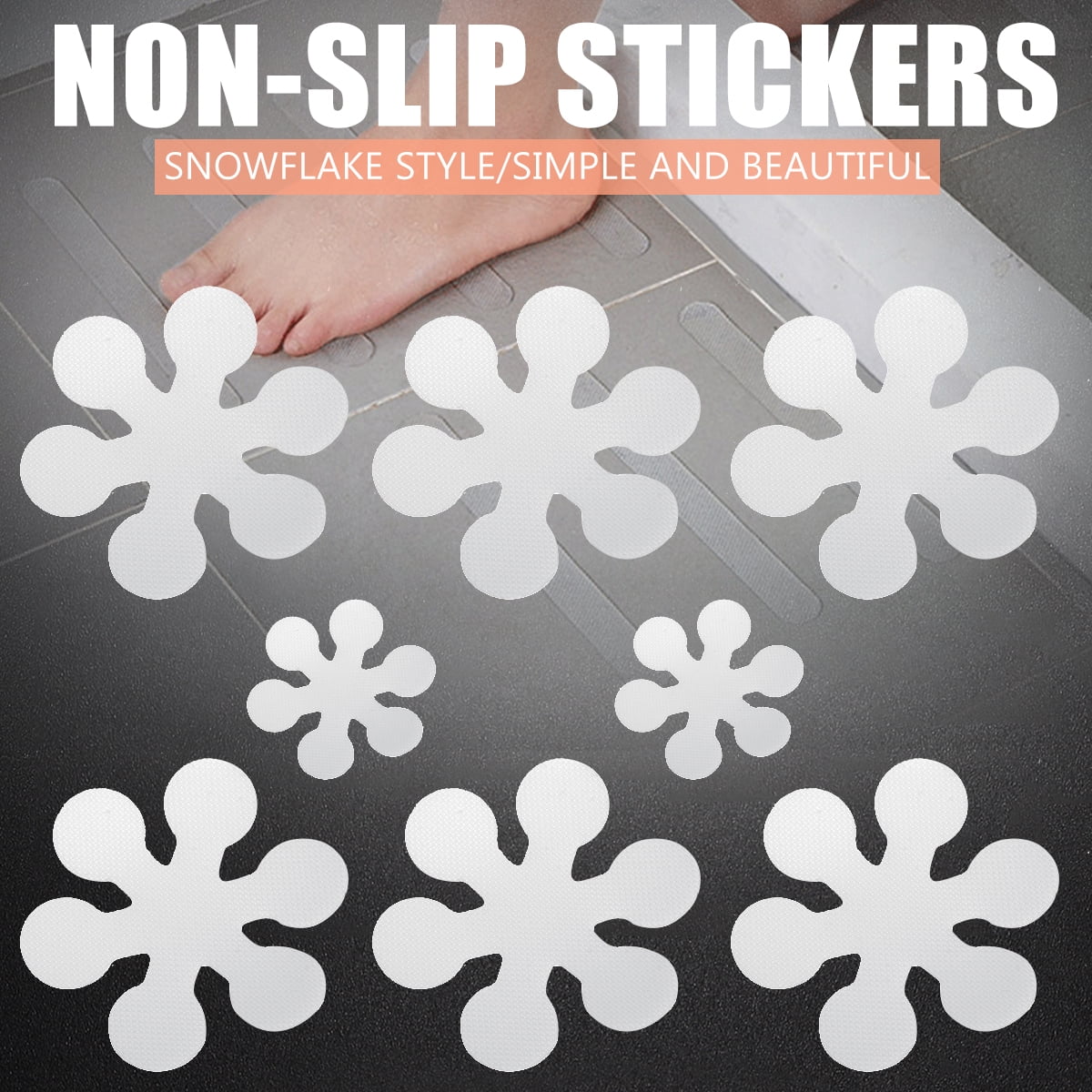 8 Pcs Nonslip Stickers Snowflake Style Bath Tub Tread Bathroom Shower