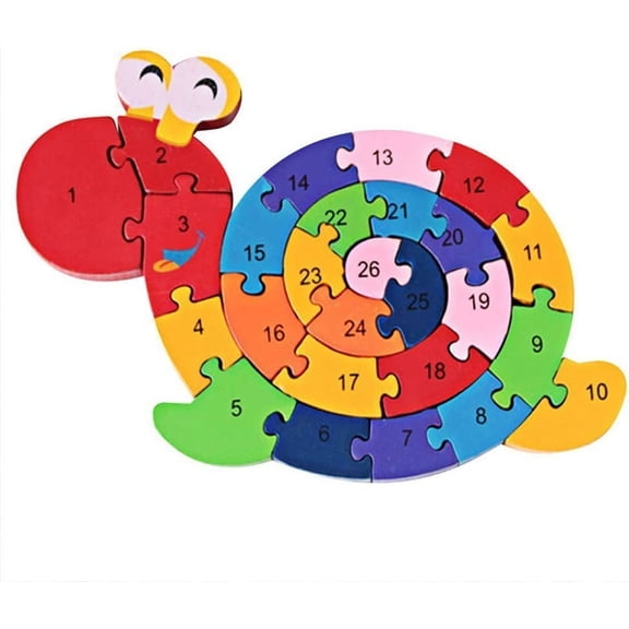Gecter Snail Puzzle Wooden Jigsaw Toys alphanumeric Puzzles Preschool Educational Toys for Toddlers Kids Children Boys Girls, Toys for Age 3 4 5 Year Old and Up