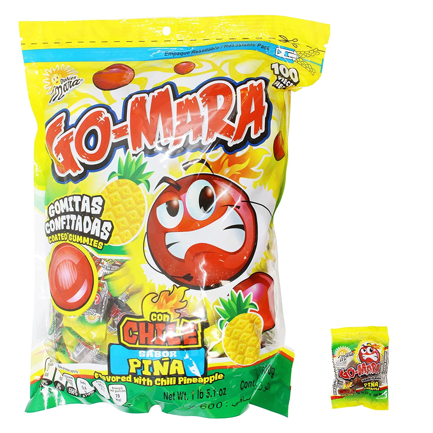 Dulces Mara Go-Mara Pineapple Flavor Mexican Candy (1 x 1 lb. 5.1 oz. Bag)  - Walmart.com
