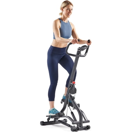 Fitness Stair Stepper w/Handlebar, Extended Step Range Machine for Climbing Exercise, Compact, Height-Adjustable, Low-Impact & SunnyFit App Enhanced Connectivity