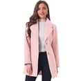 thumbnail image 1 of Abrigo de mujer con solapa y un solo botón, hasta el muslo, talla XL, color rosa, 1 of 8