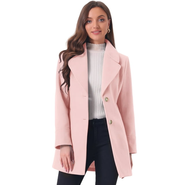 Abrigo de mujer con solapa y un solo botón, hasta el muslo, talla XL, color rosa