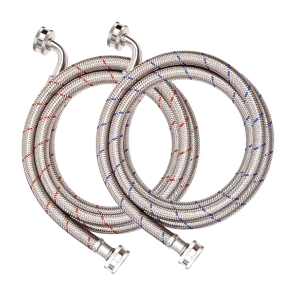 Krydros 20FT Stainless Steel Washing Machine Hoses, 90-Degree Elbow, 2-Pack