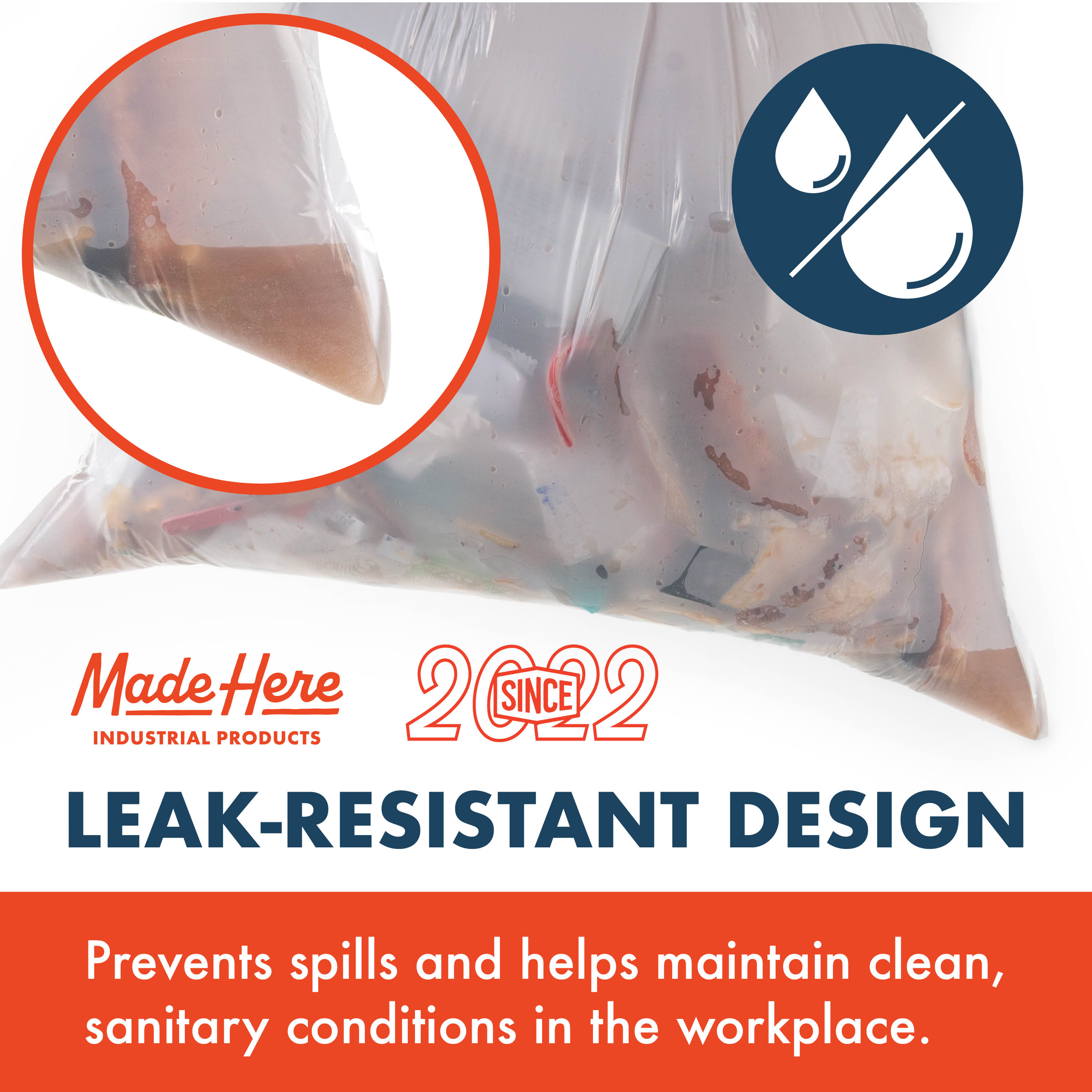 Made Here Co. Leakproof 13-Gallon Drawstring Office Household Wastebasket Liners, 200 Bags