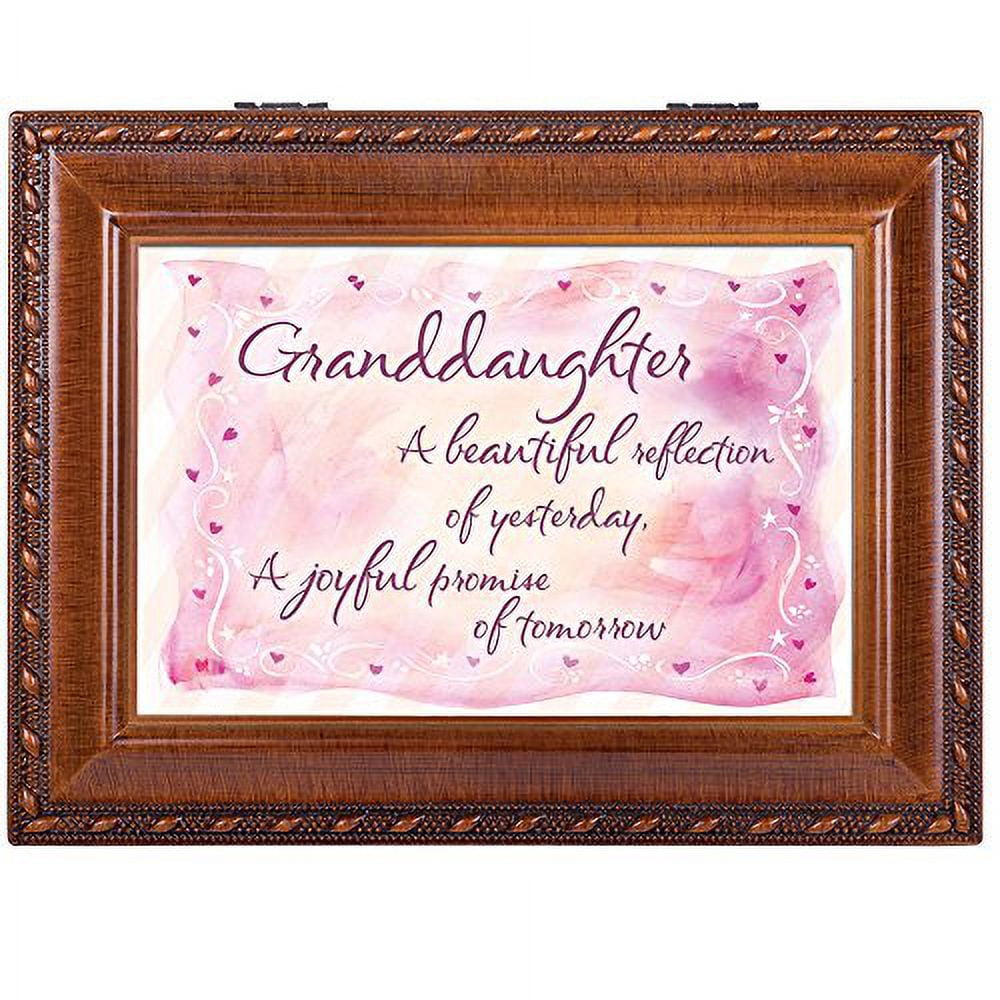 Granddaughter Beautiful Woodgrain Rope Trim Jewelry Music Box Plays You Are My Sunshine