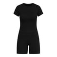 thumbnail image 4 of Guluxicc Workout Sets for Women Crew Neck Basic Athletic T-Shirt with High Waist Tummy Control Biker Shorts Solid Yoga 2 Piece Sets, 4 of 4