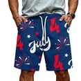 thumbnail image 5 of CIENVNSTG Men's Patriotic USA Flag Print Shorts Drawstring Elastic Waist Casual Shorts for Independence Day Party Sky Blue S, 5 of 6