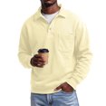 thumbnail image 5 of IAJDKMEK Men's Polo Collar Solid Long Sleeve Fleece Sweatshirt - Full Zip Pullover for Men, Fall Winter Top with Warm Inner,Beige L, 5 of 6