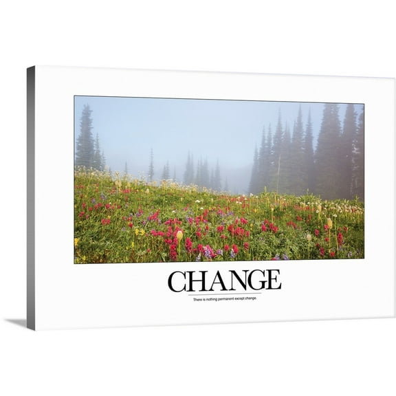 Great BIG Canvas | "Inspirational Motivational Poster: There is nothing permanent except change" Canvas Wall Art - 30x20