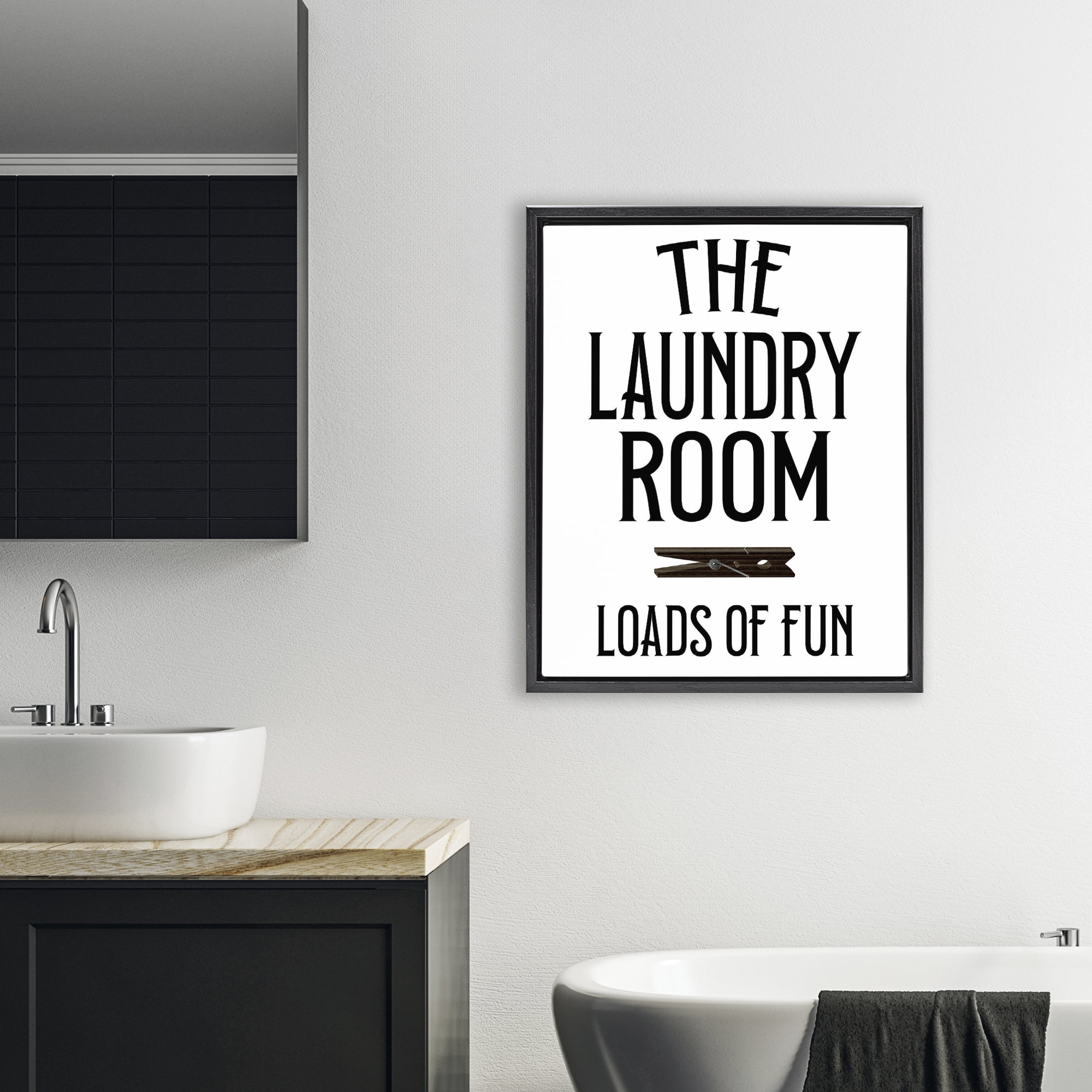 Loads Of Fun Clothespin Black Framed Floater Canvas Wall Art, design by Kim Allen