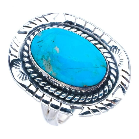 StarGems® Natural Turquoise Pigeon WingsHandmade 925 Sterling Silver Ring 7.5 F0466