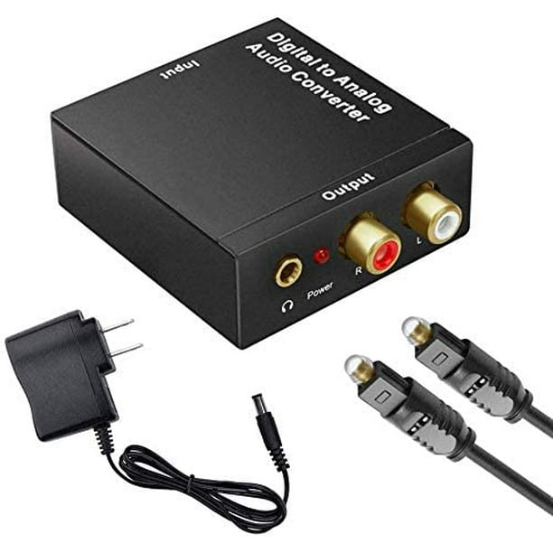 Convertisseur Audio Analogique- 92kHz Aluminium Optique à RCA avec Câble Optique & Coaxial.