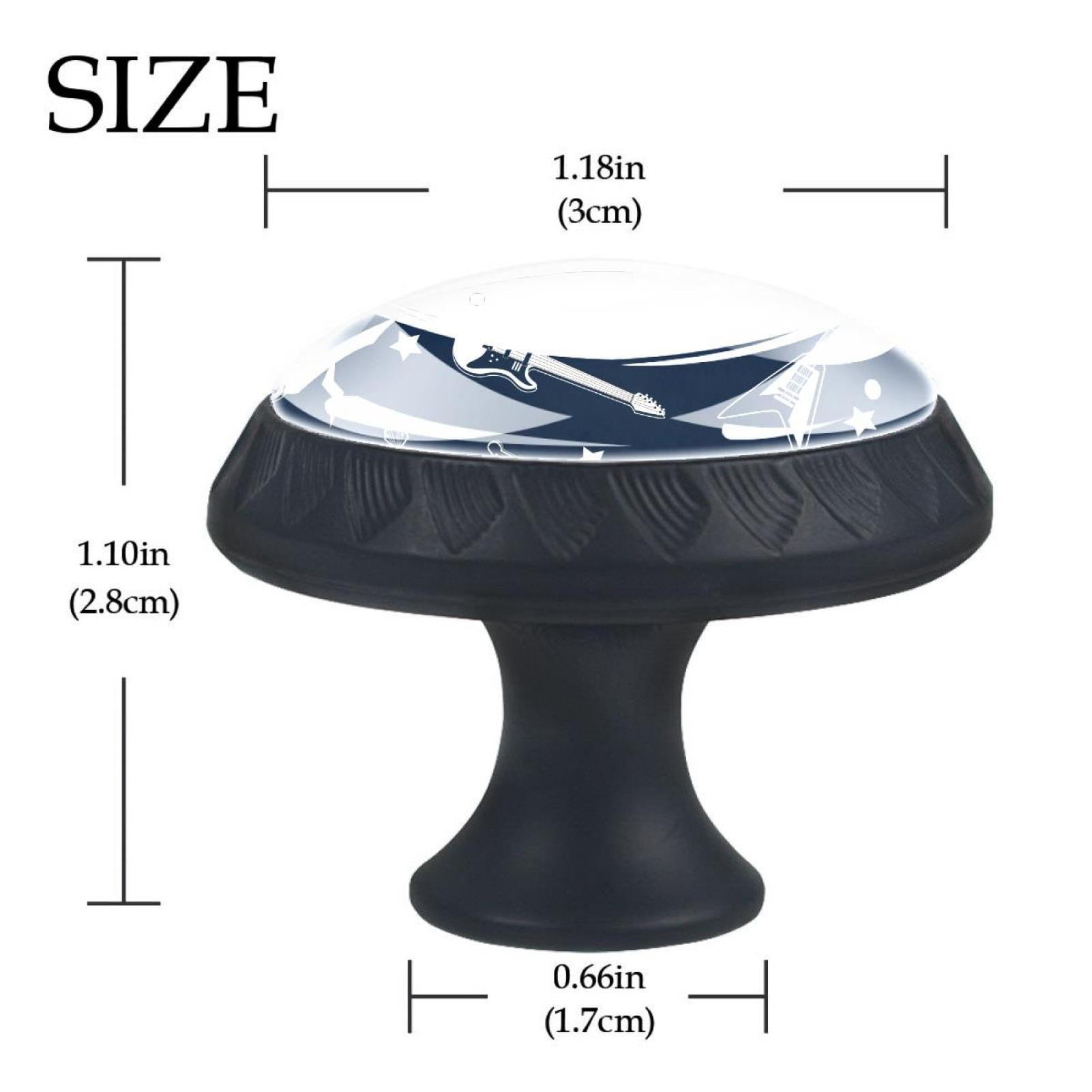4 Pcs Guitar Music Navy Knobs for Kitchen Cabinet Cupboard Dresser Bookcase Drawer Pulls Handles Round Home Decor
